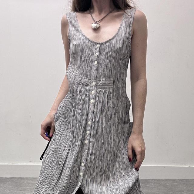 Crinkle pinstripe maxi dress