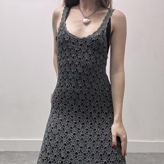 Sheer layered crochet midi dress