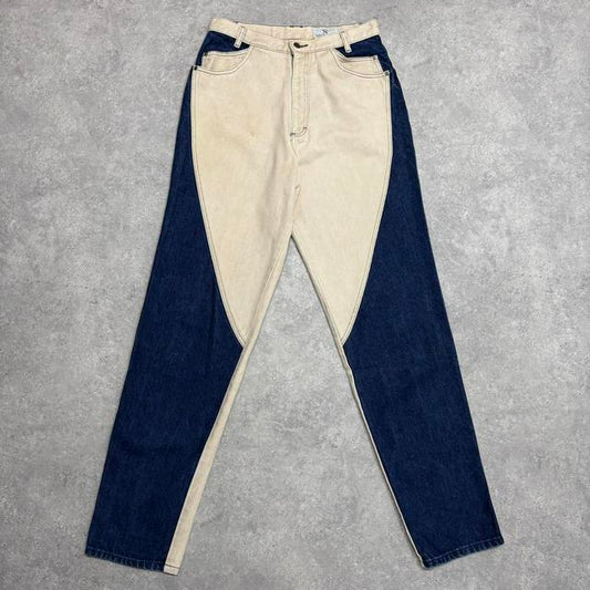Denim patchwork chaps-style jeans