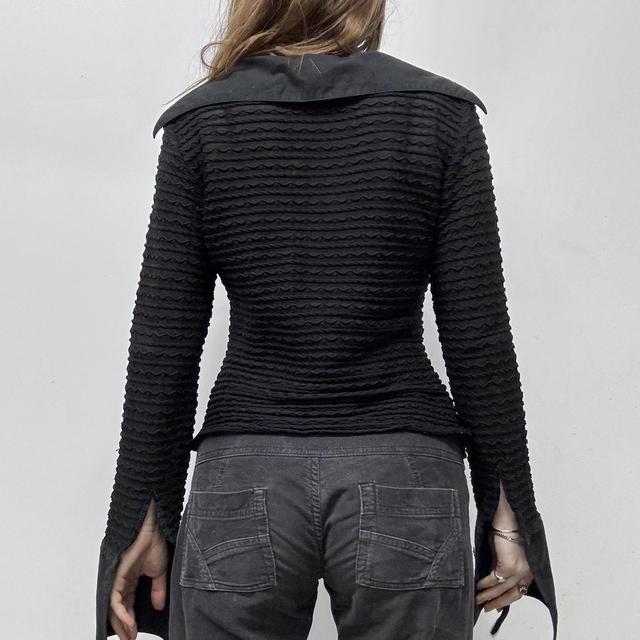 Black textured flared shirt