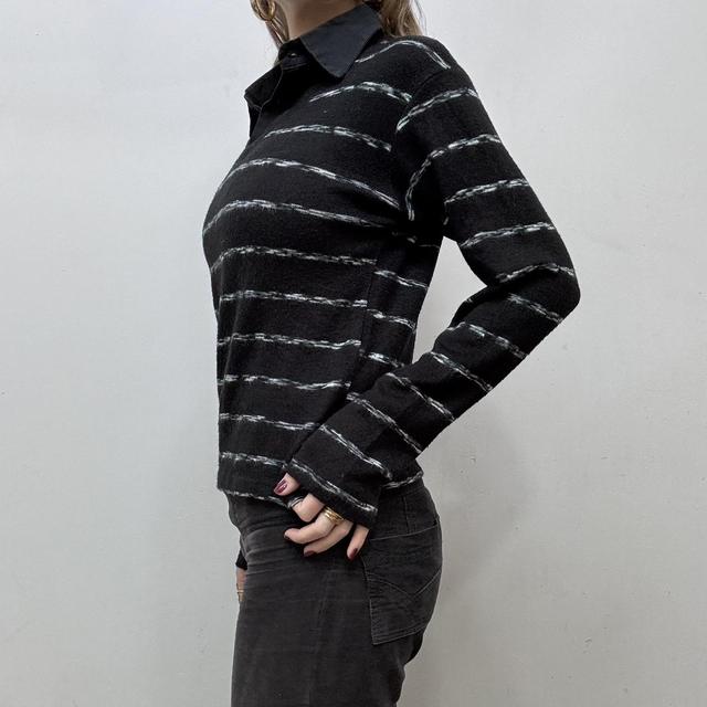Pinstripe knitted shirt jumper