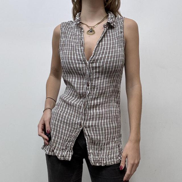 Checked gingham crinkle shirt