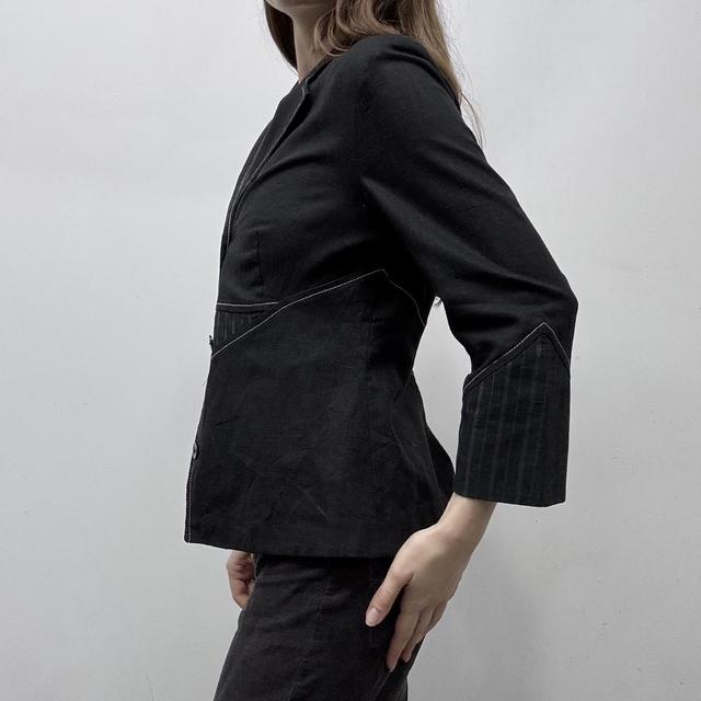 Black pinstripe flared jacket