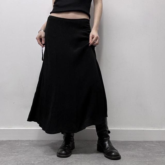Black sheer layered midi skirt