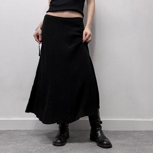 Black sheer layered midi skirt