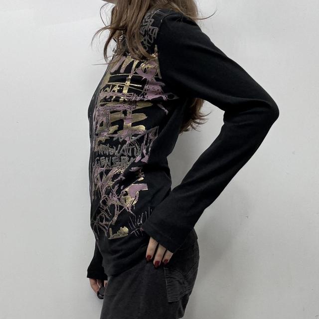 Graphic grunge text print tshirt