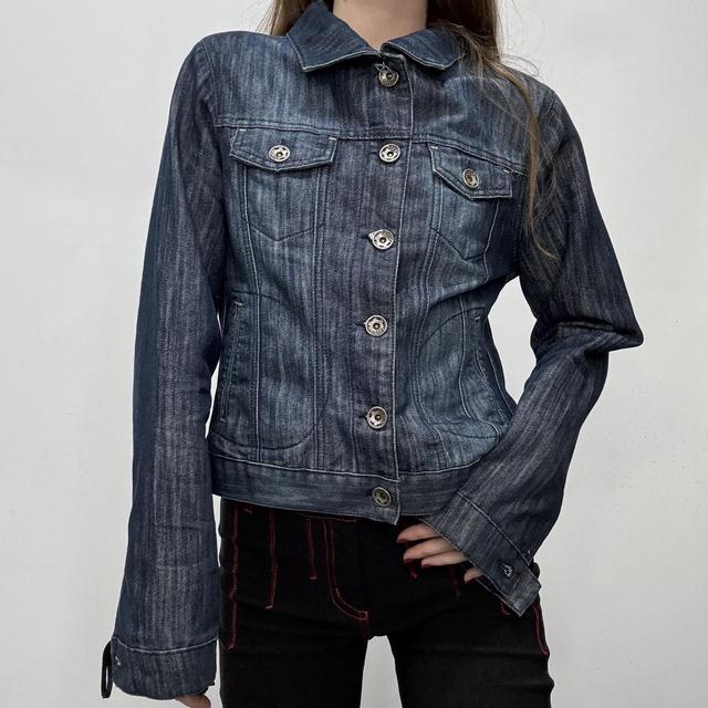 Distressed dark denim jacket