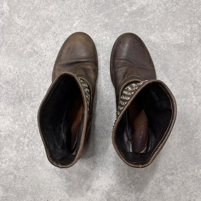 Brown leather studded eyelet boots