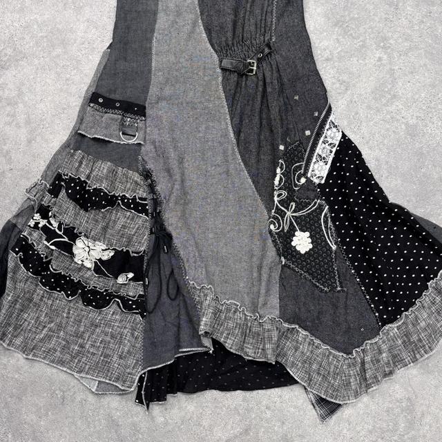 Black grunge patchwork dress