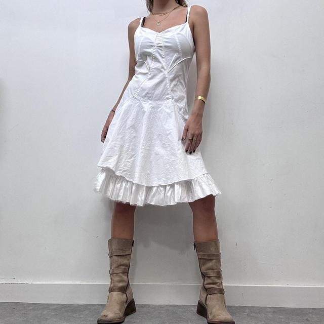White flare corset grunge dress