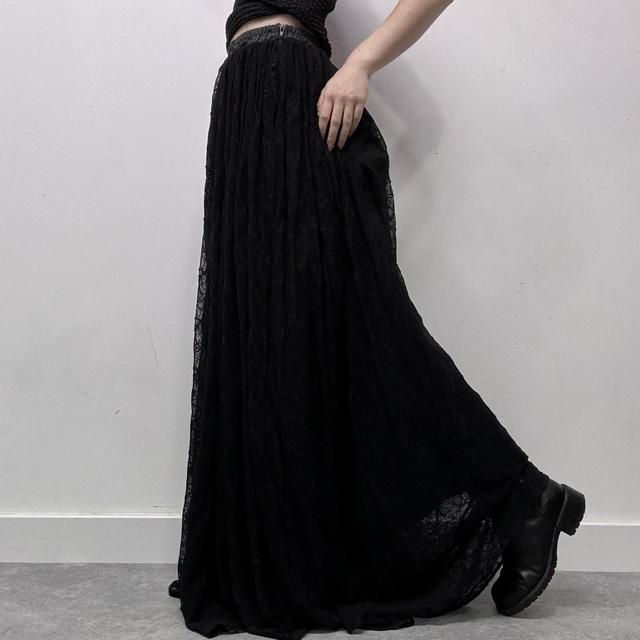 Gothic sheer black mesh maxi skirt