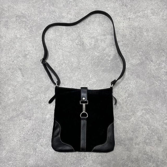 Black leather crossbody bag