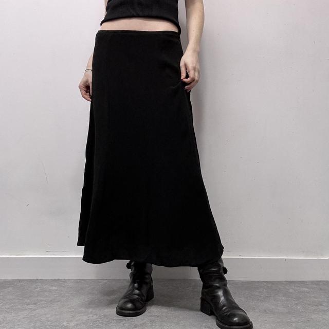 Black sheer layered midi skirt