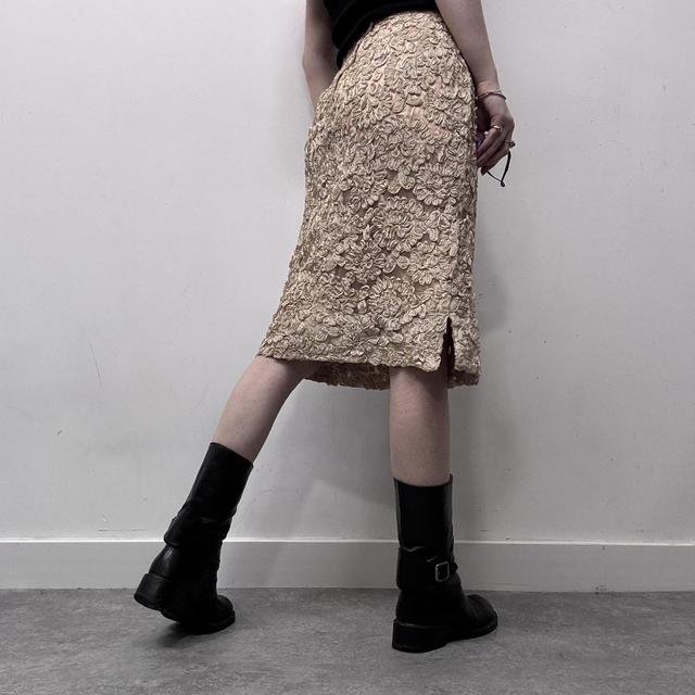 Cream lace coquette midi skirt