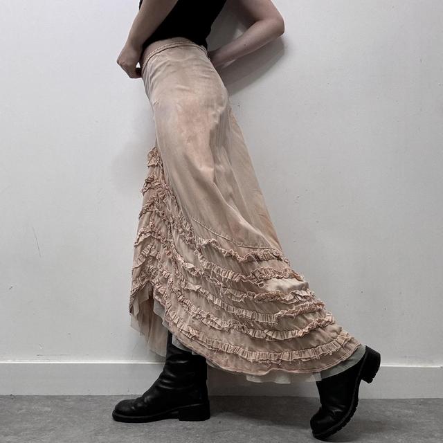Distressed ruffle fairy maxi skirt
