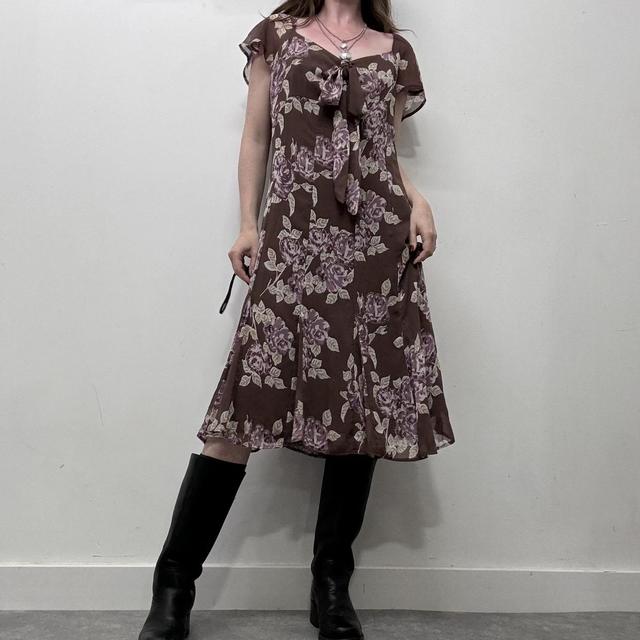 Boho brown floral summer dress