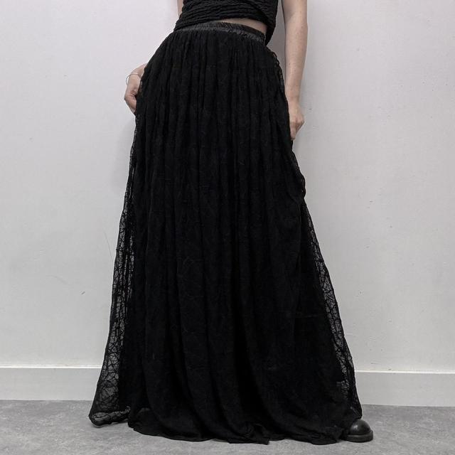 Gothic sheer black mesh maxi skirt