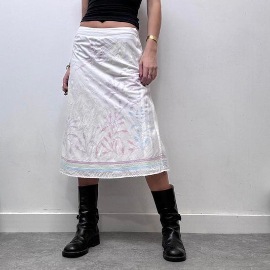 White cotton pastel aline skirt