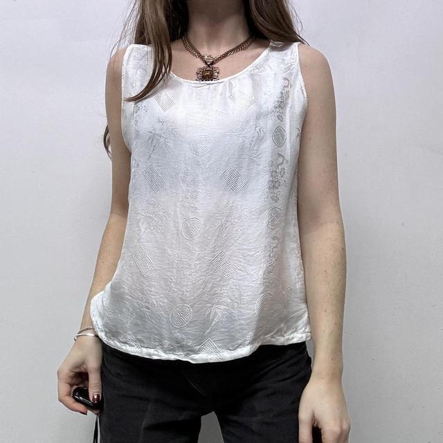 Sheer white silk patterned vest