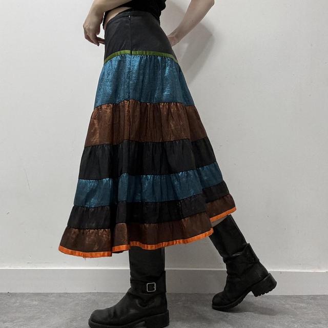 Metallic tiered hippie skirt