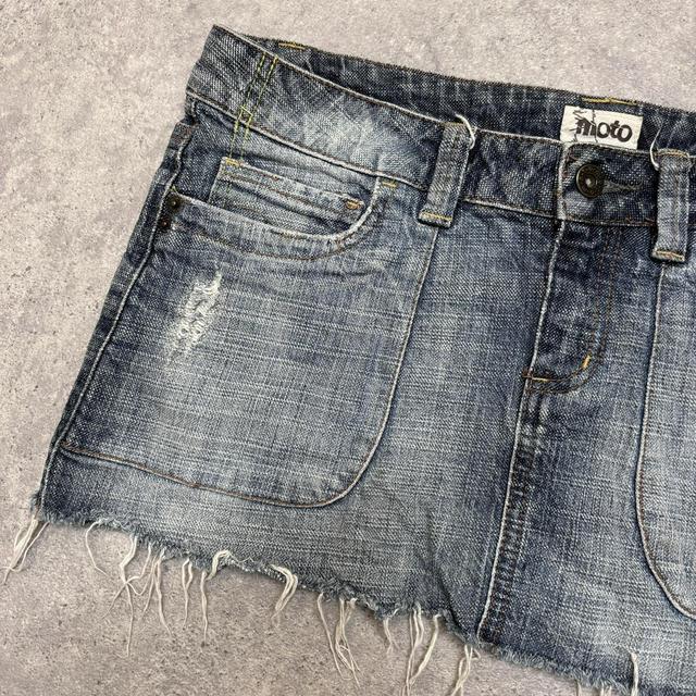 Denim fray mini skirt