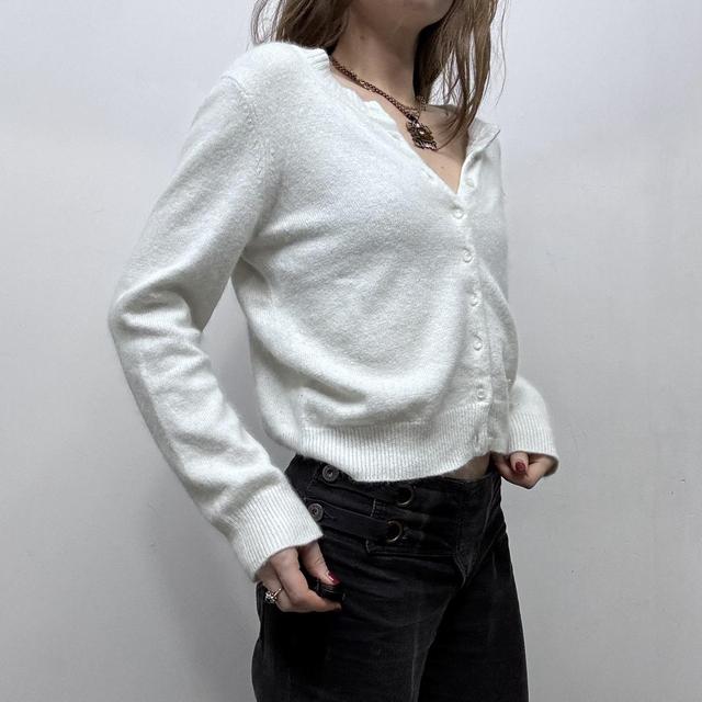 White fluffy knit angora cardigan