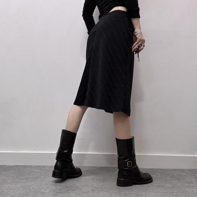 Flare pinstripe midi skirt