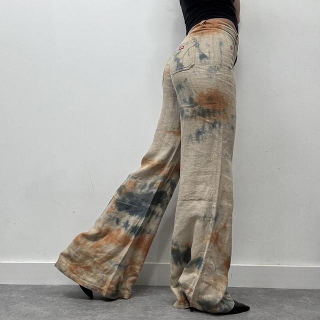 Distressed flared wide leg miss sixty trousers