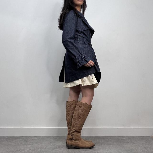 Denim cropped trench coat mac
