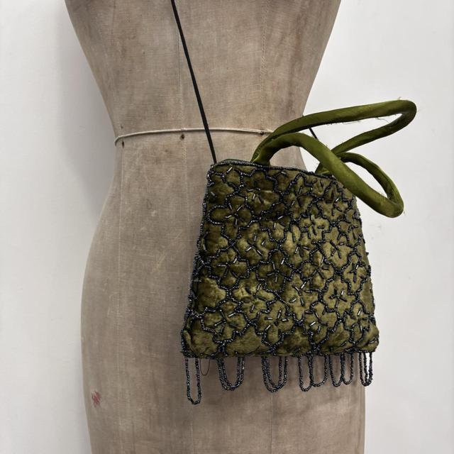 Khaki green velvet mini bag