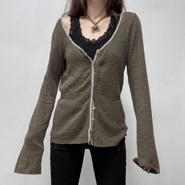 Khaki brown flared cardigan
