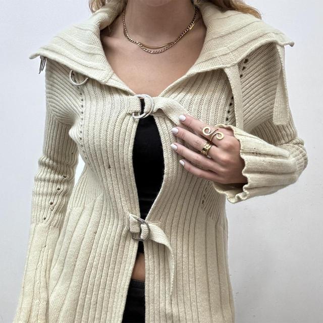 Ribbed knit flare cardigan