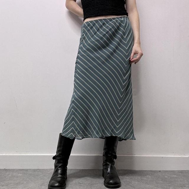 Pinstripe bias cut skirt