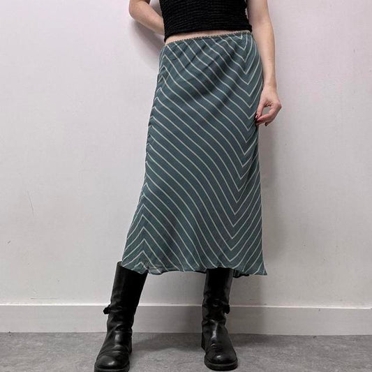 Pinstripe bias cut skirt