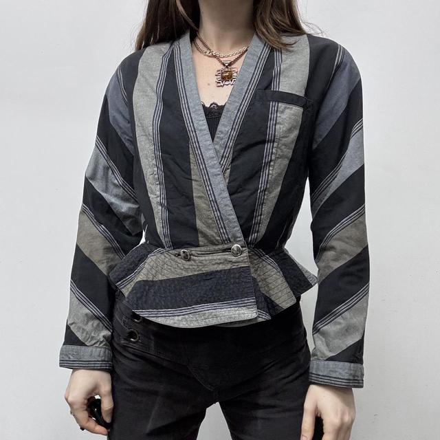 Pinstripe flared cropped jacket