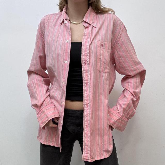Pink pinstriped oversized shirt