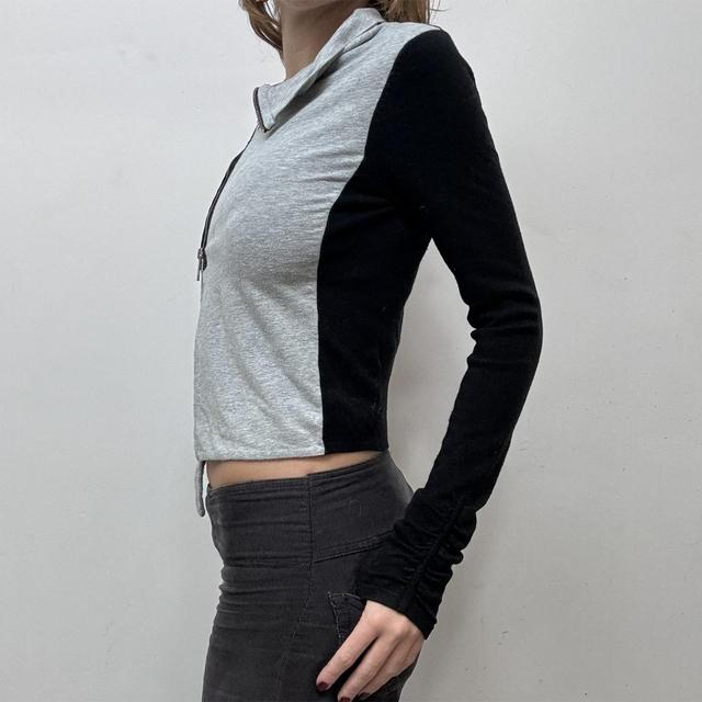 Asymmetric zip jersey cardigan