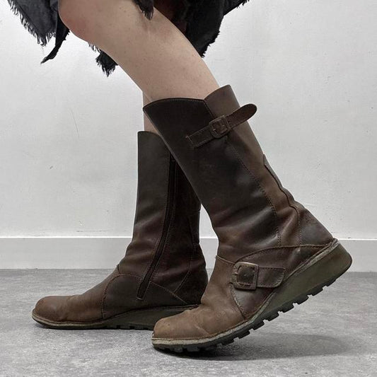 Brown leather fly london boots