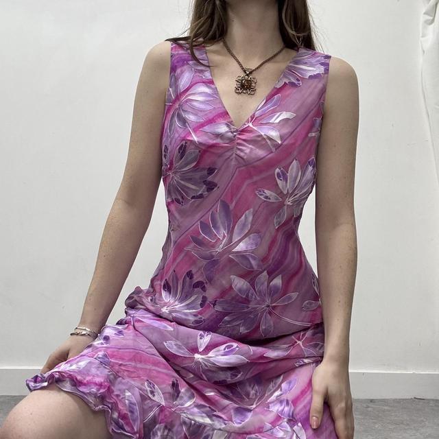Striped floral bias cut dress