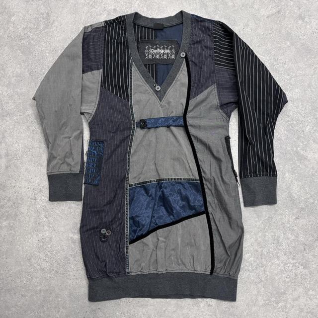 Structured puff cargo patchwork dress