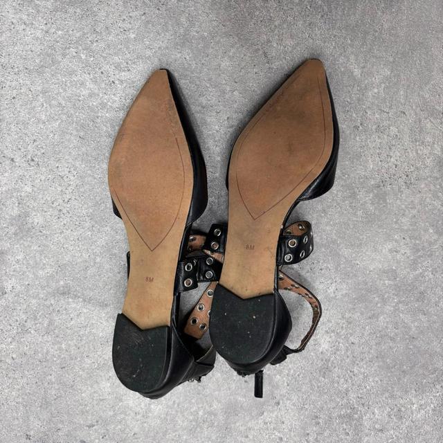 Black studded eyelet mary janes flats