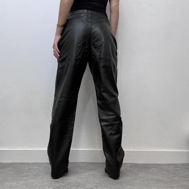 Black balloon leg leather pants