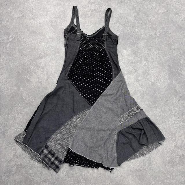 Black grunge patchwork dress