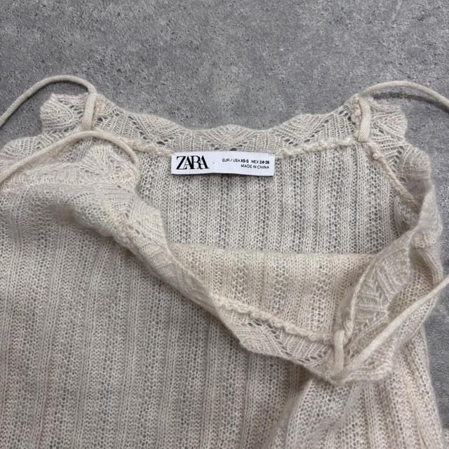 Cream knit mohair pointelle dress