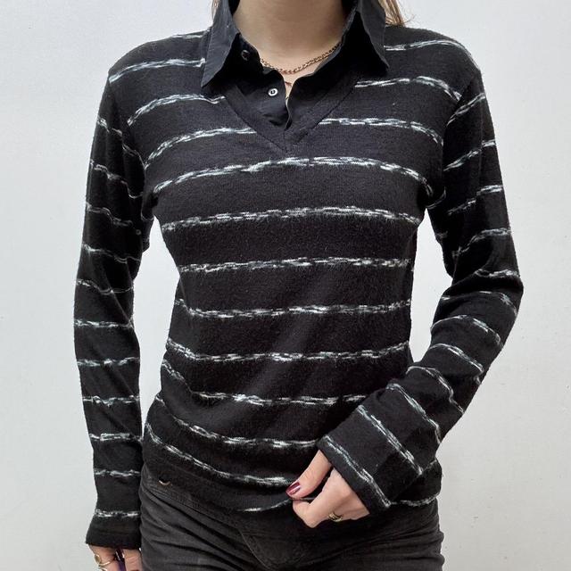 Pinstripe knitted shirt jumper