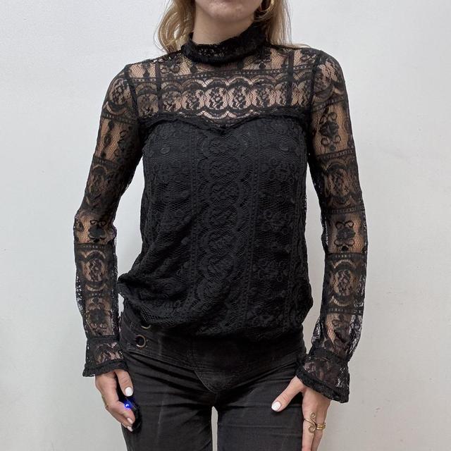 Sheer lace black blouse