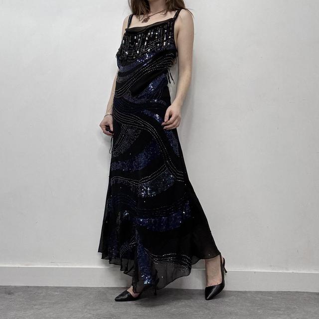 Black sequin cowl neck maxi dress