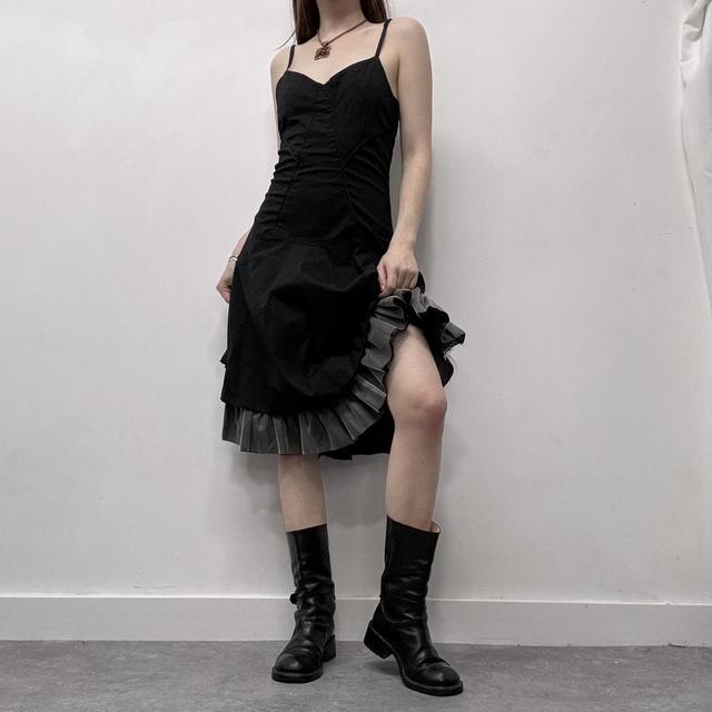 Black gothic corset bow dress