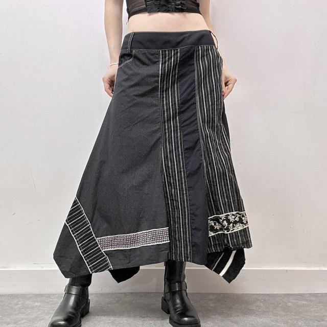 Black pinstripe asymmetrical skirt