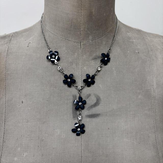 Blue gemstone flower fairy necklace